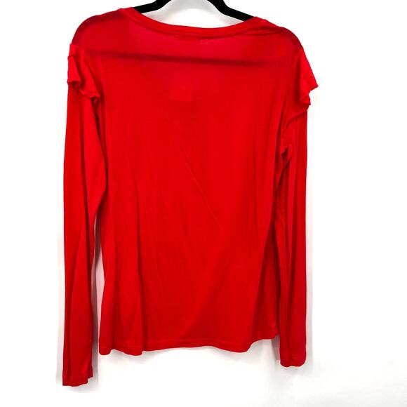 Sundry Cherry Red Ruffle Long Sleeve Tee NWT Size 2 (Medium) - Picture 8 of 10